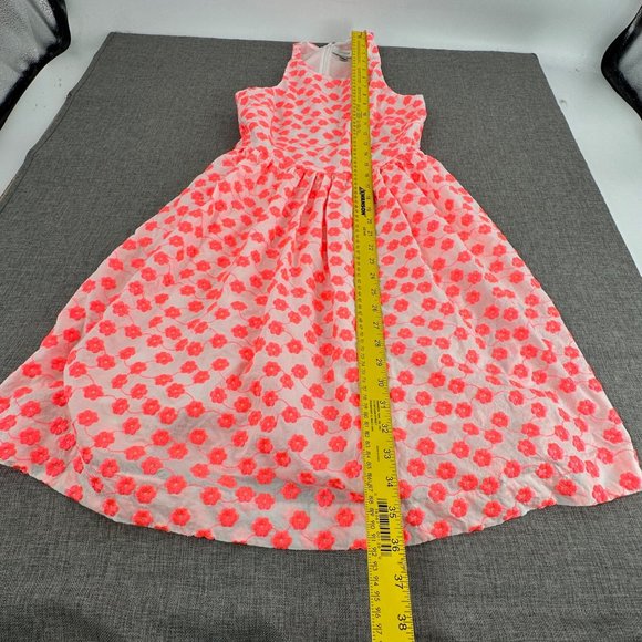 J. Crew Fit & Flare Dress Sleeveless Sz 0 Round Neck Neon Pink Orange Floral - Picture 6 of 14